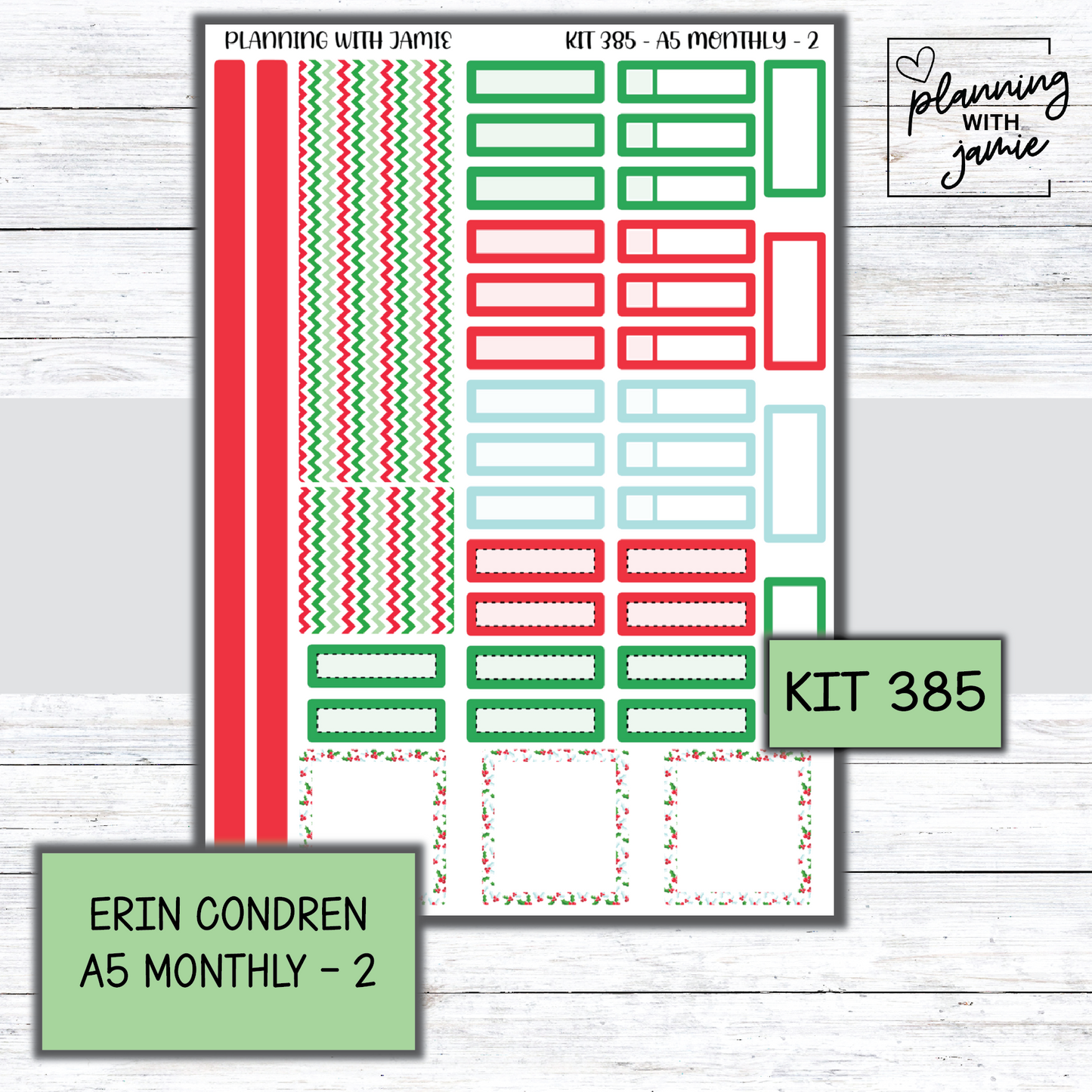 KIT 385 Erin Condren 7X9 OR A5 Monthly Kit