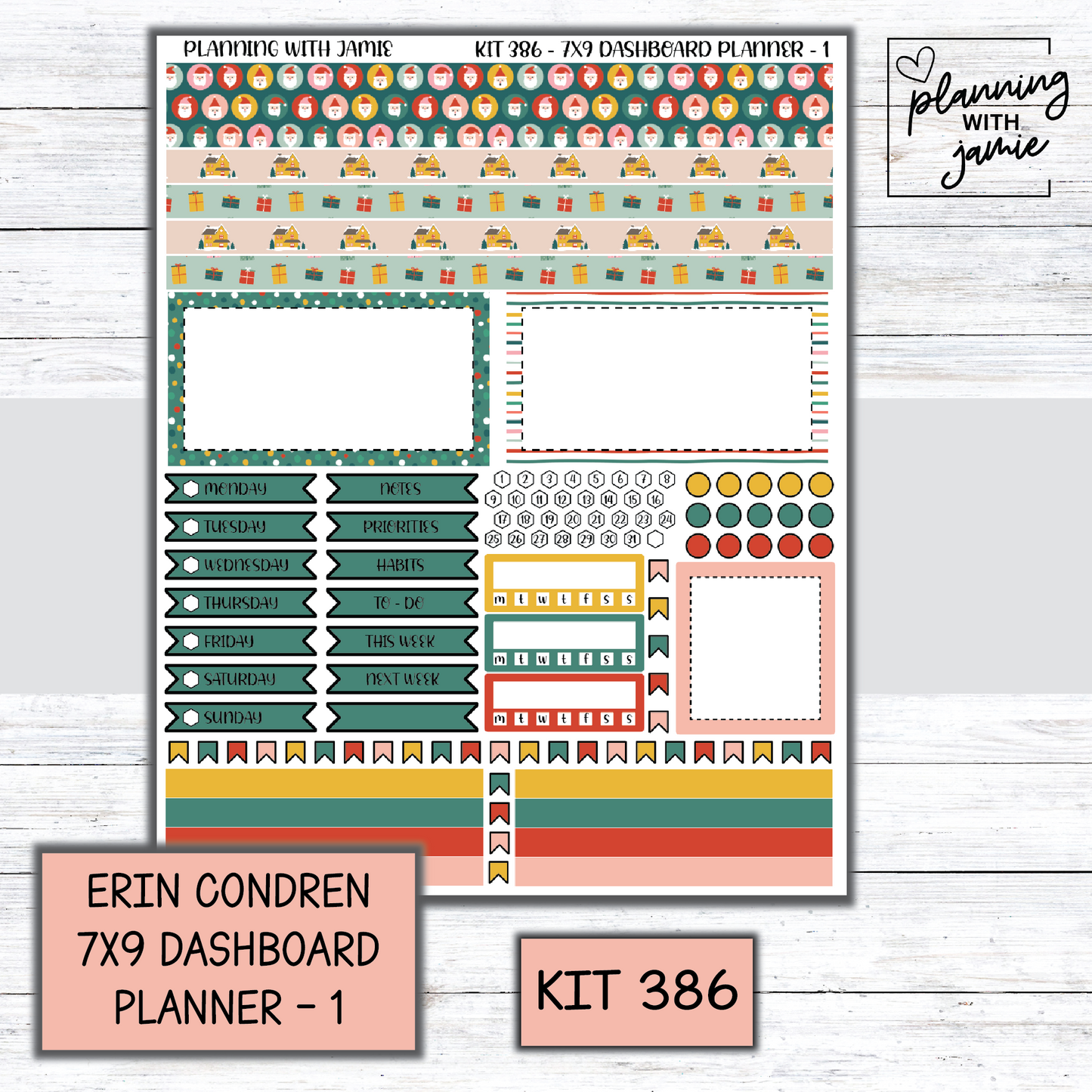 Kit 386 Erin Condren Dashboard Planner Sticker Kit