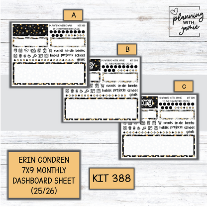 KIT 388 7X9 Erin Condren Monthly Dashboard Sticker Kit