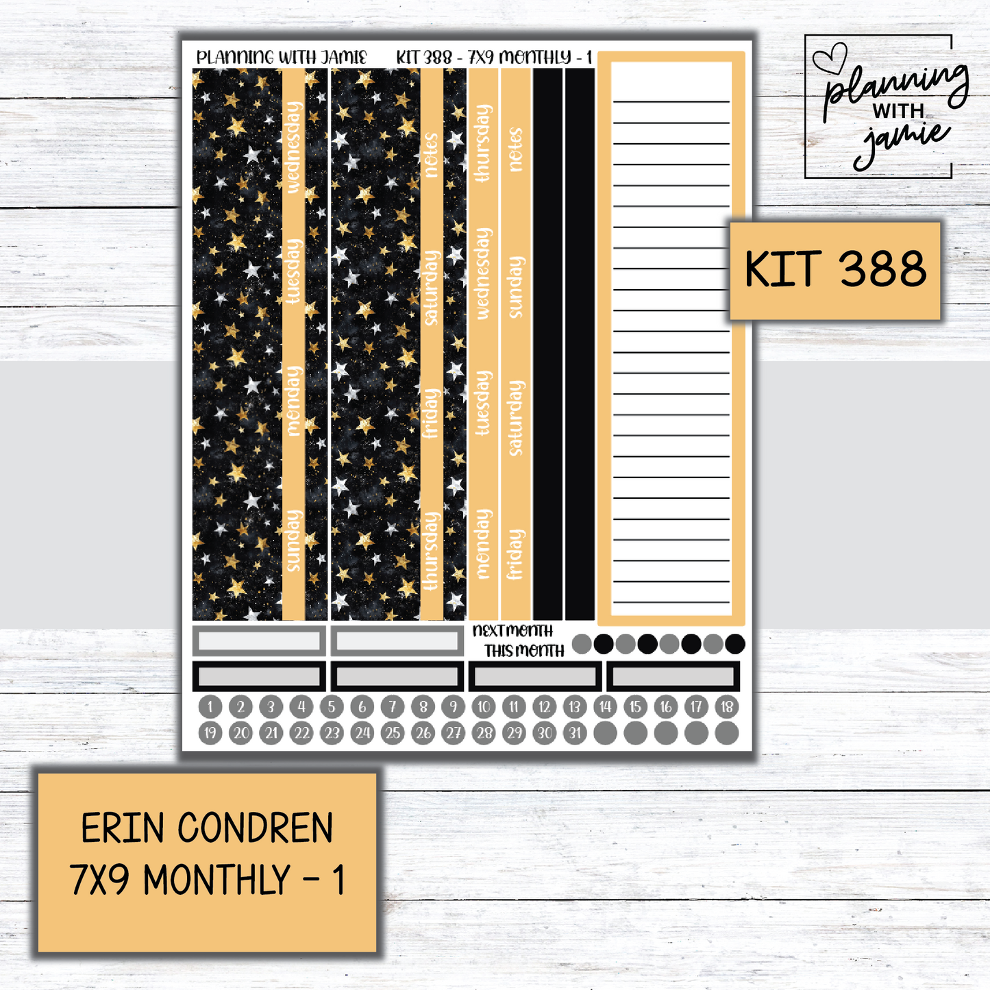 KIT 388 Erin Condren 7X9 OR A5 Monthly Kit