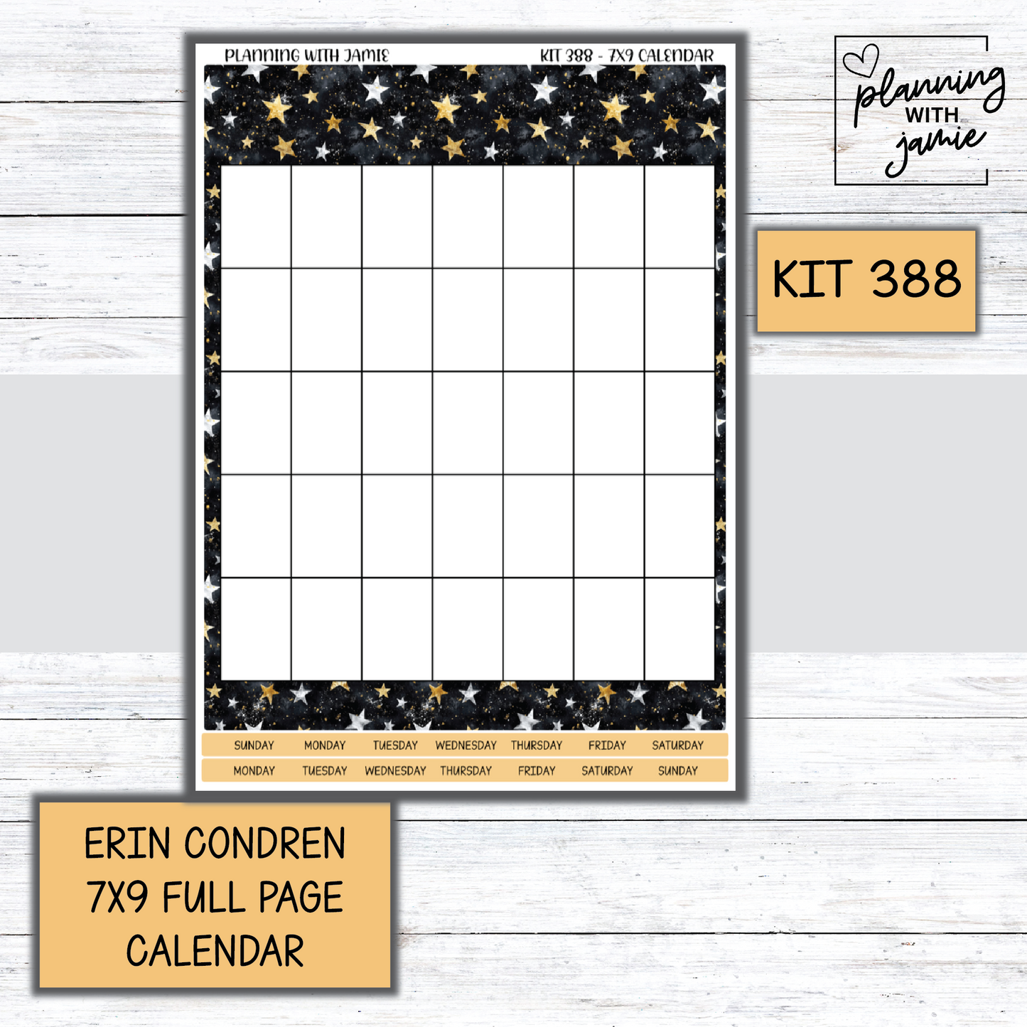 KIT 388 Erin Condren 7X9 Full Page Calendar