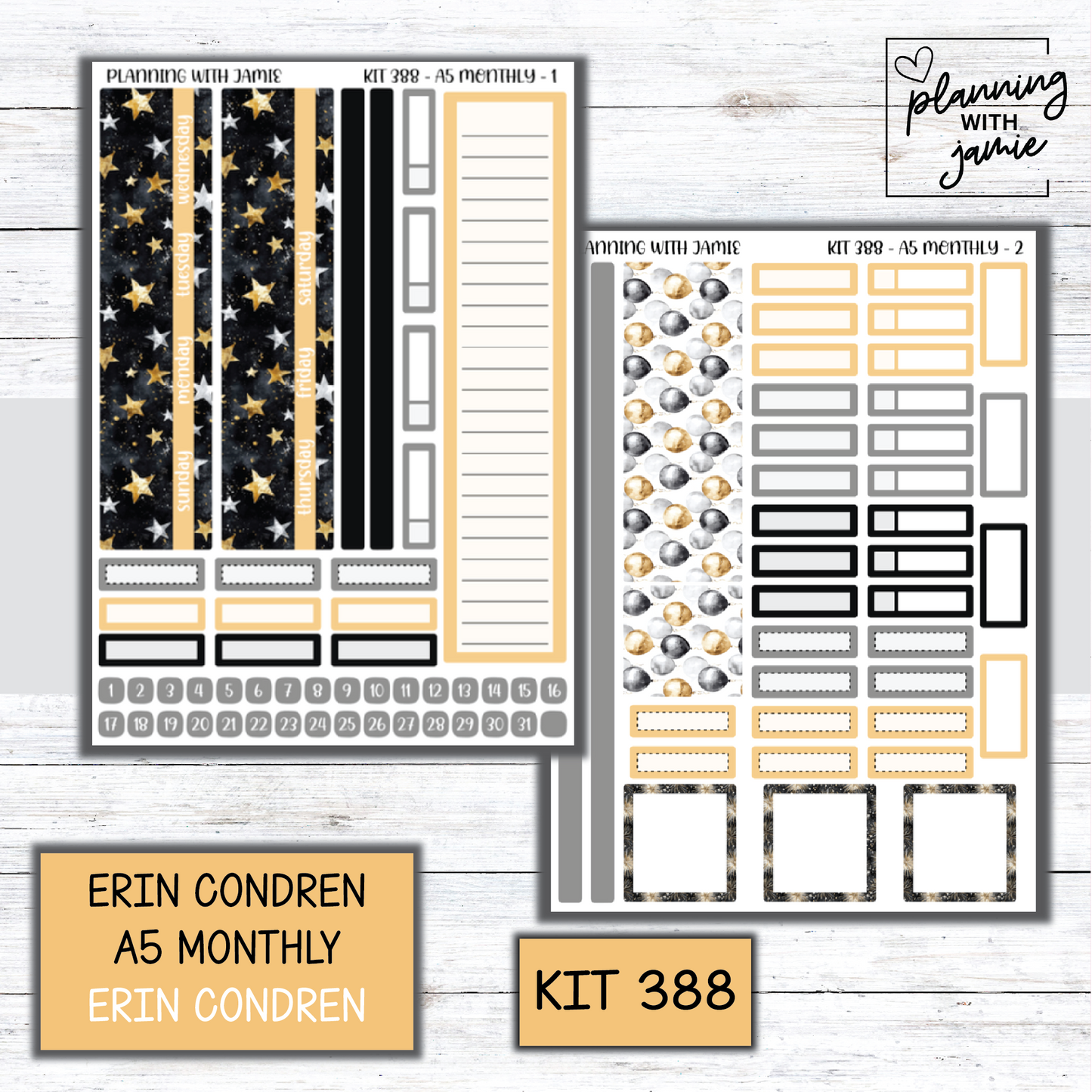 KIT 388 Erin Condren 7X9 OR A5 Monthly Kit