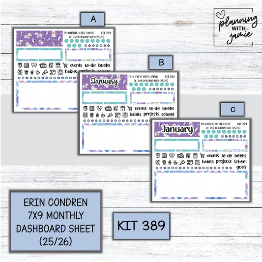 KIT 389 7X9 Erin Condren Monthly Dashboard Sticker Kit