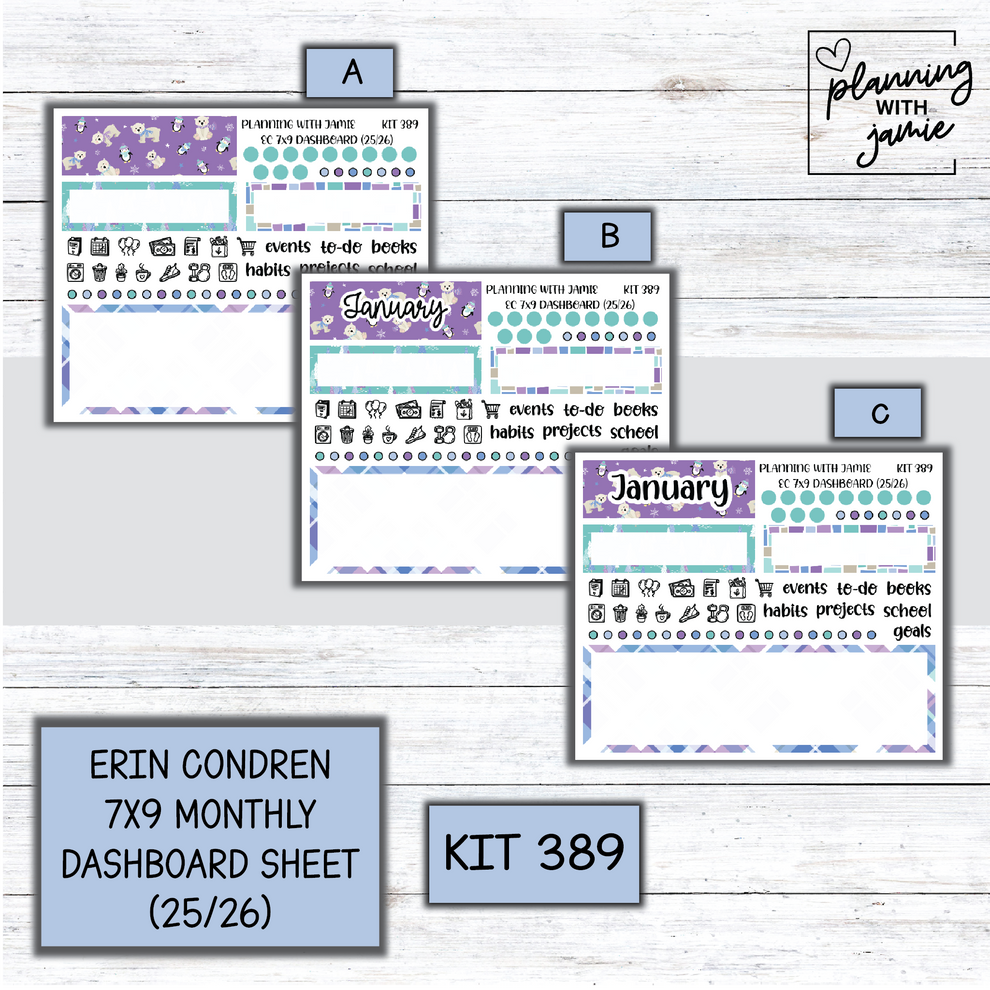 KIT 389 7X9 Erin Condren Monthly Dashboard Sticker Kit – Planning With ...