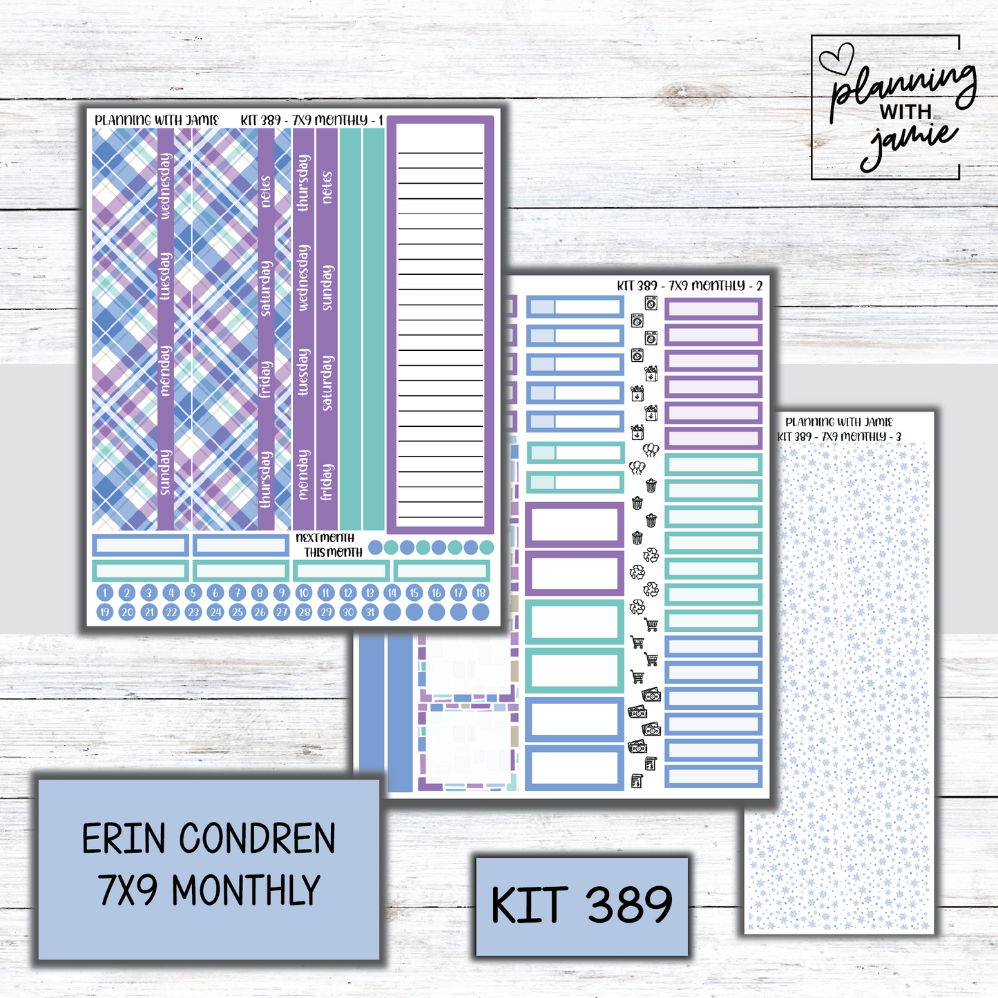 KIT 389 Erin Condren 7X9 OR A5 Monthly Kit
