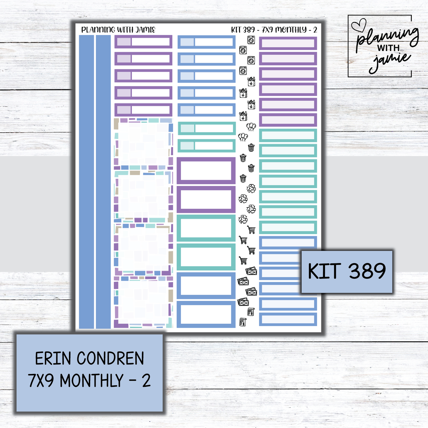 KIT 389 Erin Condren 7X9 OR A5 Monthly Kit
