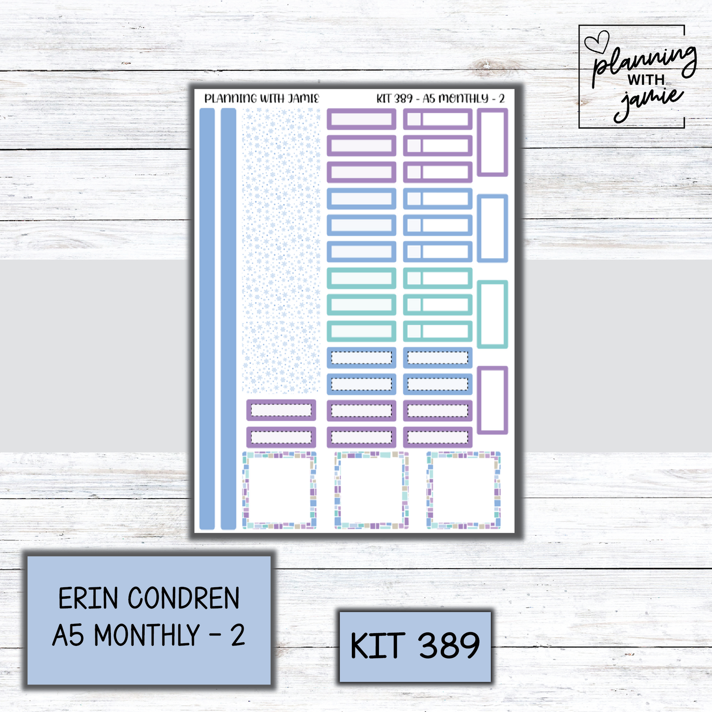 KIT 389 Erin Condren 7X9 OR A5 Monthly Kit