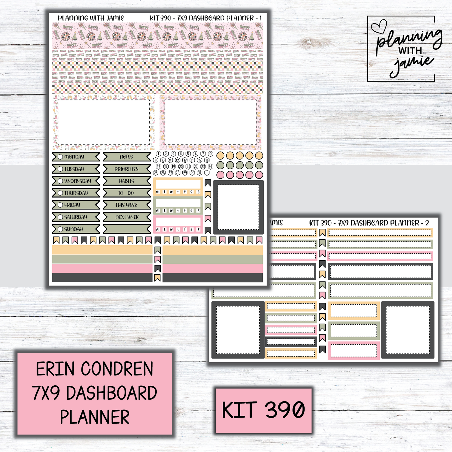 Kit 390 Erin Condren Dashboard Planner Sticker Kit