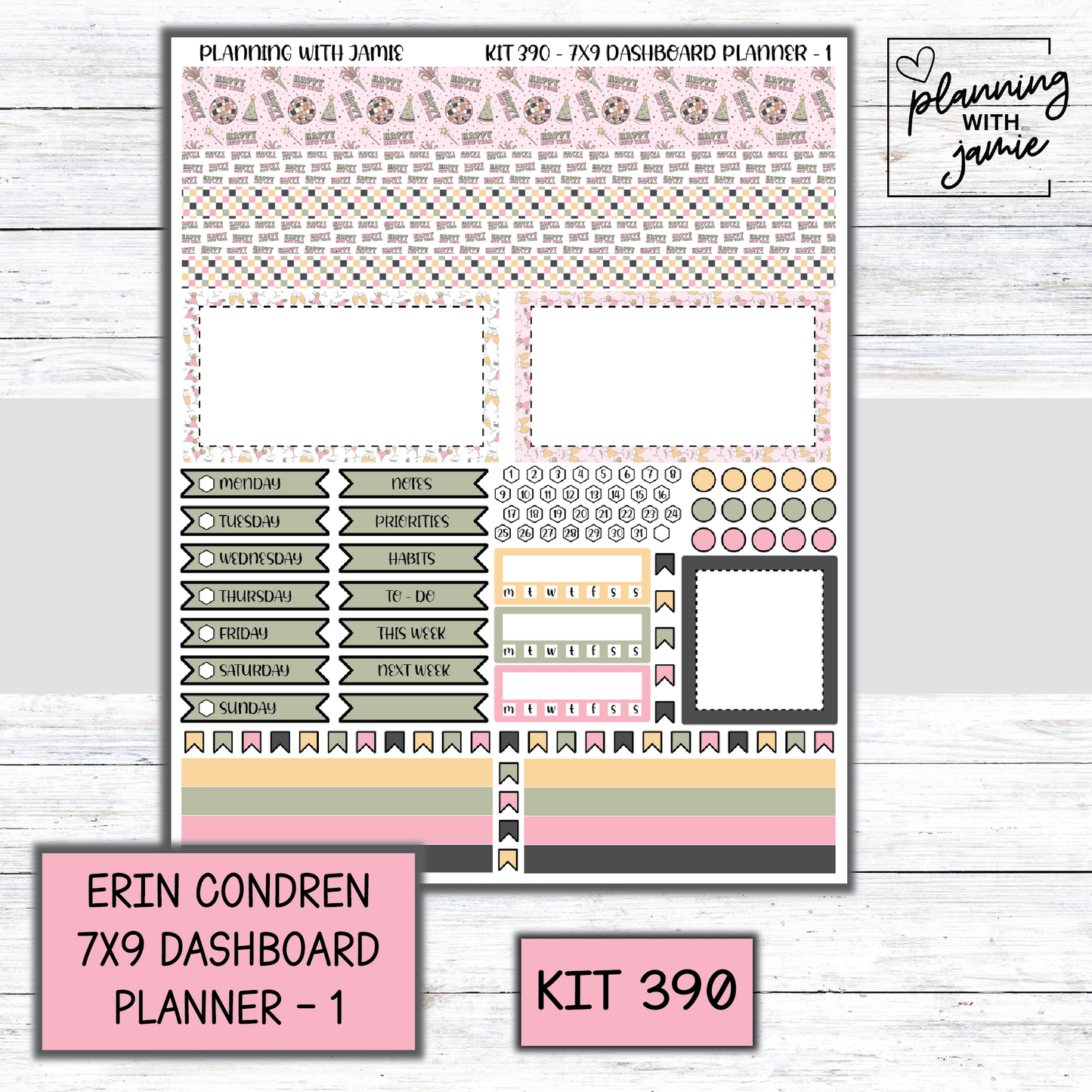 Kit 390 Erin Condren Dashboard Planner Sticker Kit