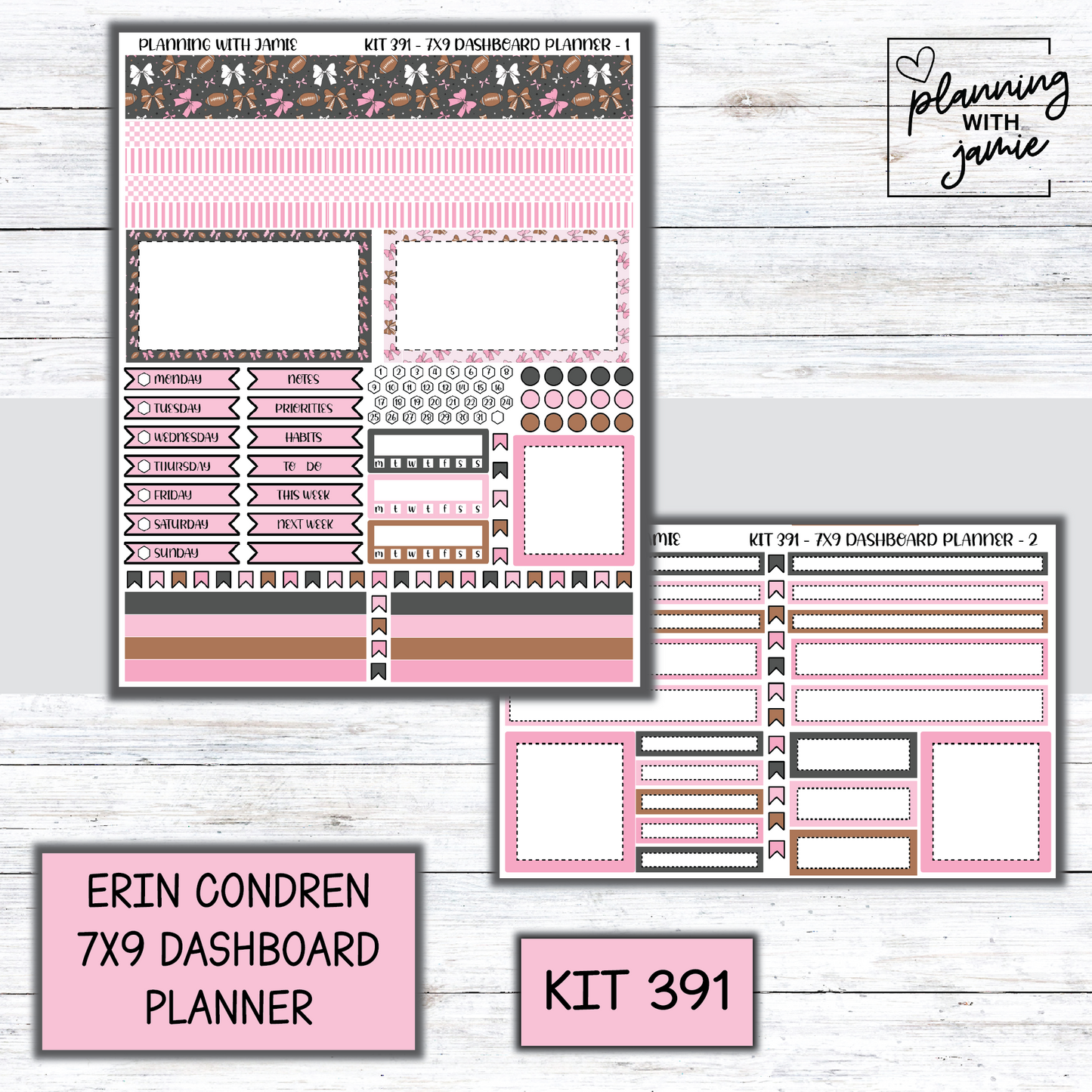 Kit 391 Erin Condren Dashboard Planner Sticker Kit