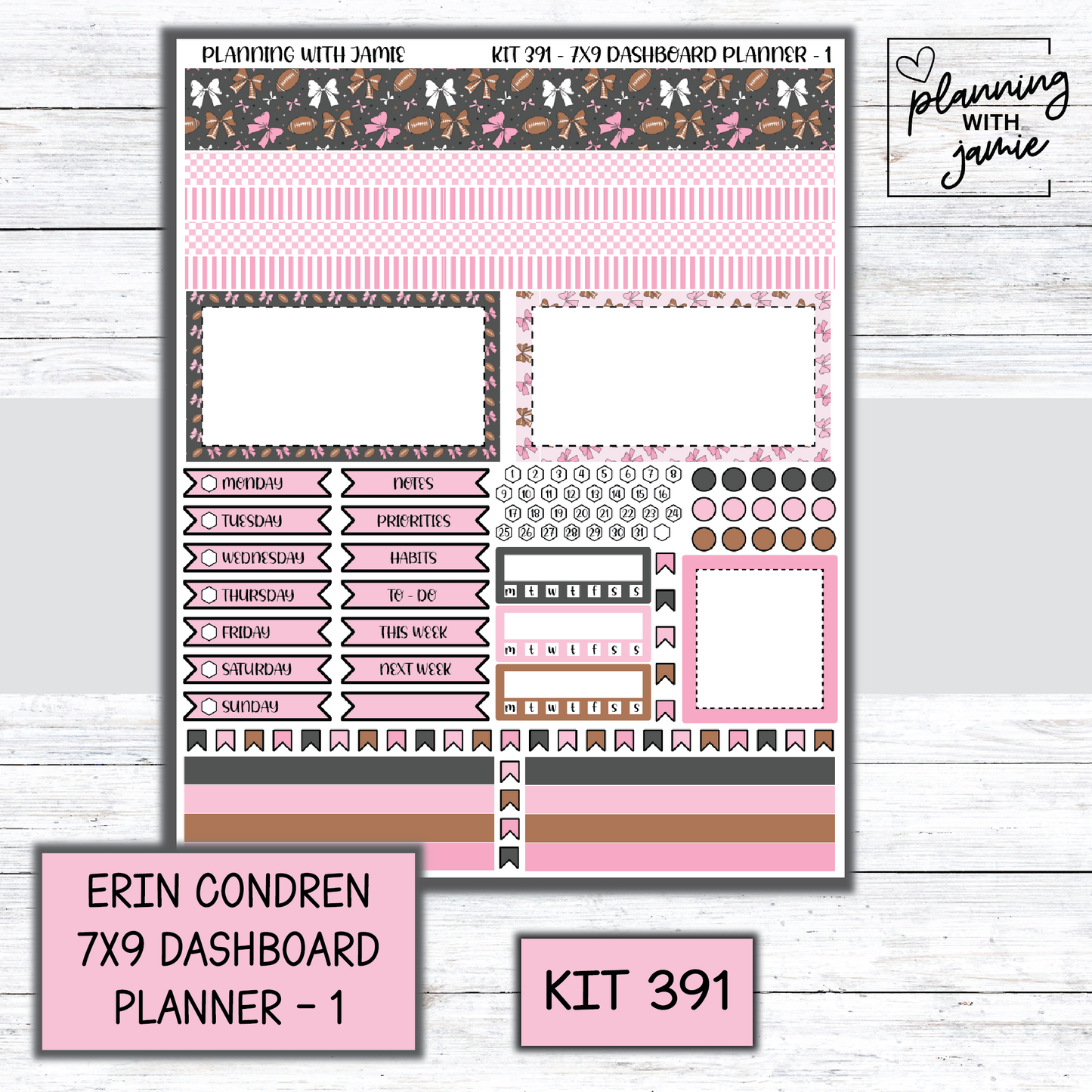 Kit 391 Erin Condren Dashboard Planner Sticker Kit