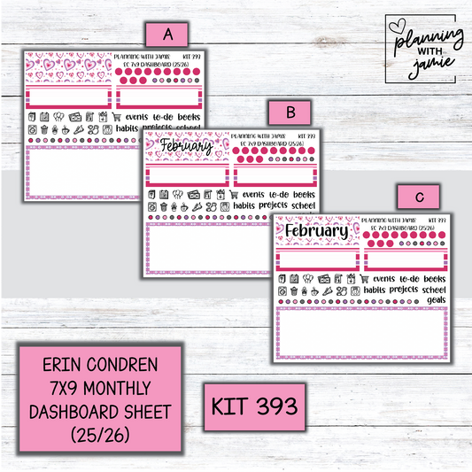 KIT 393 7X9 Erin Condren Monthly Dashboard Sticker Kit