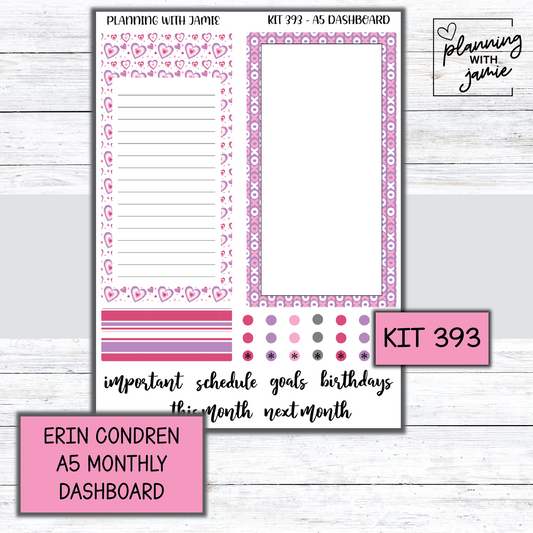 KIT 393 A5 Erin Condren Monthly Dashboard Sticker Kit