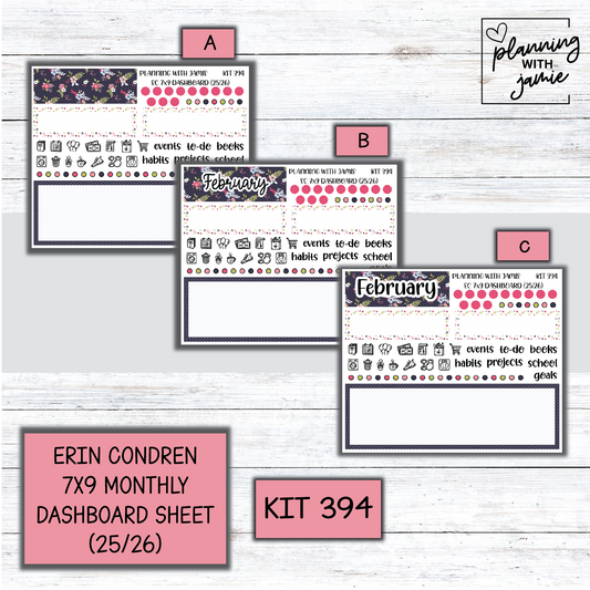 KIT 394 7X9 Erin Condren Monthly Dashboard Sticker Kit