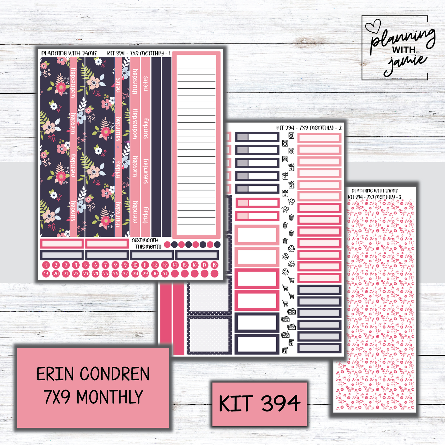 KIT 394 Erin Condren 7X9 OR A5 Monthly Kit