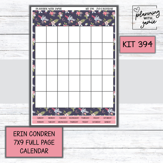 KIT 394 Erin Condren 7X9 Full Page Calendar