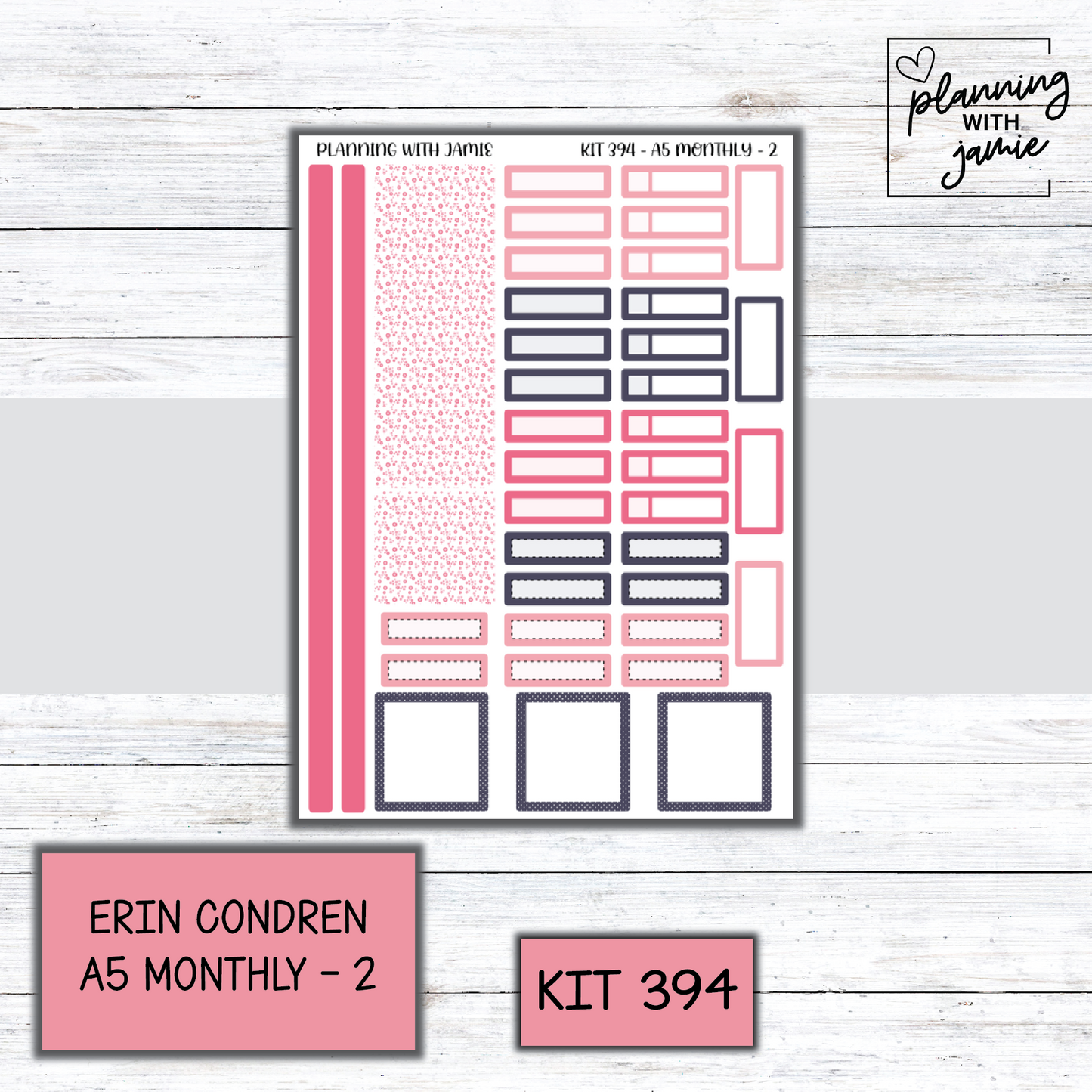 KIT 394 Erin Condren 7X9 OR A5 Monthly Kit
