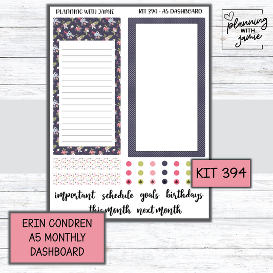 KIT 394 A5 Erin Condren Monthly Dashboard Sticker Kit