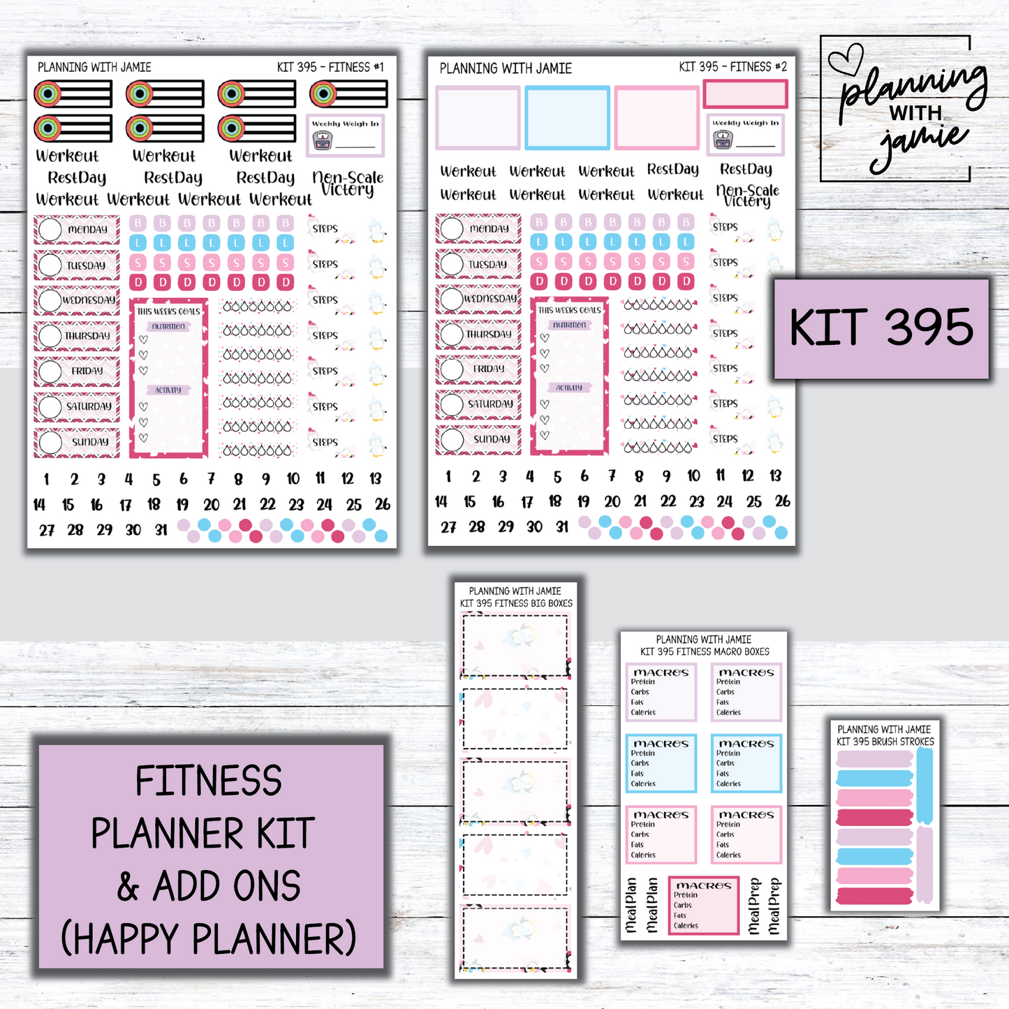 Kit 395 Weekly Fitness Sticker Kit