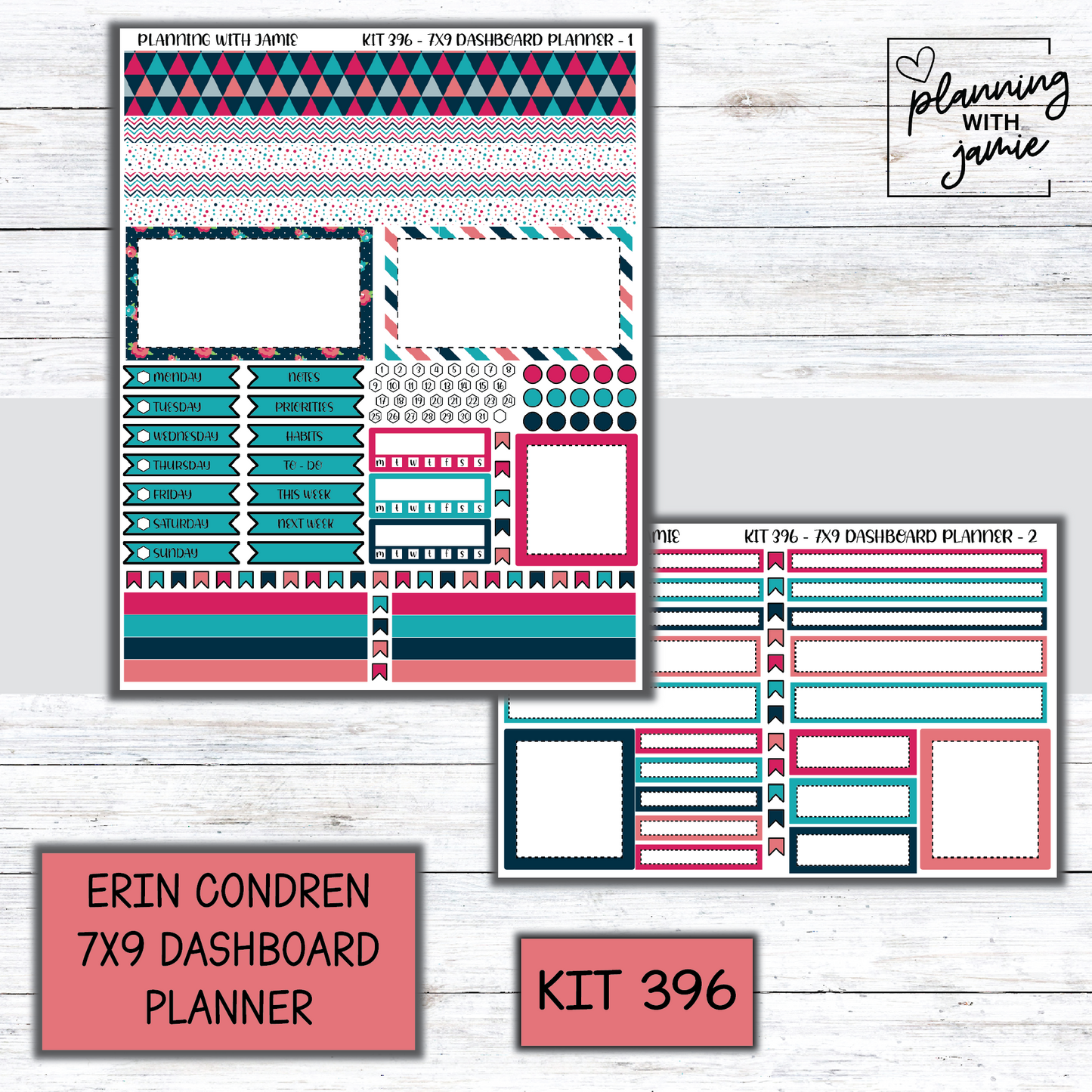 Kit 396 Erin Condren Dashboard Planner Sticker Kit