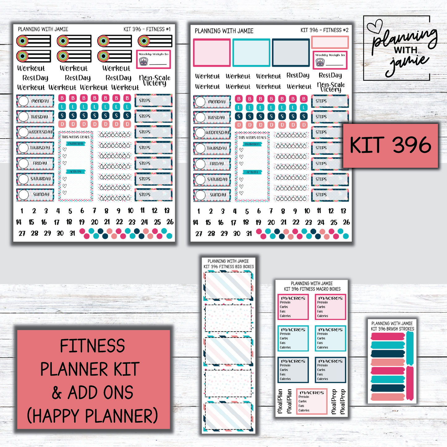Kit 396 Weekly Fitness Sticker Kit