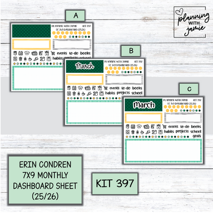 KIT 397 7X9 Erin Condren Monthly Dashboard Sticker Kit