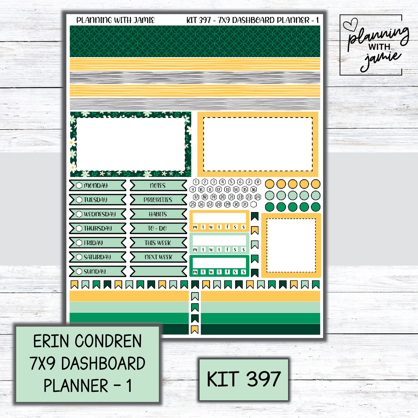 Kit 397 Erin Condren Dashboard Planner Sticker Kit