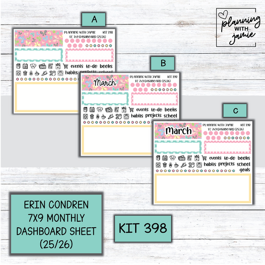 KIT 398 7X9 Erin Condren Monthly Dashboard Sticker Kit