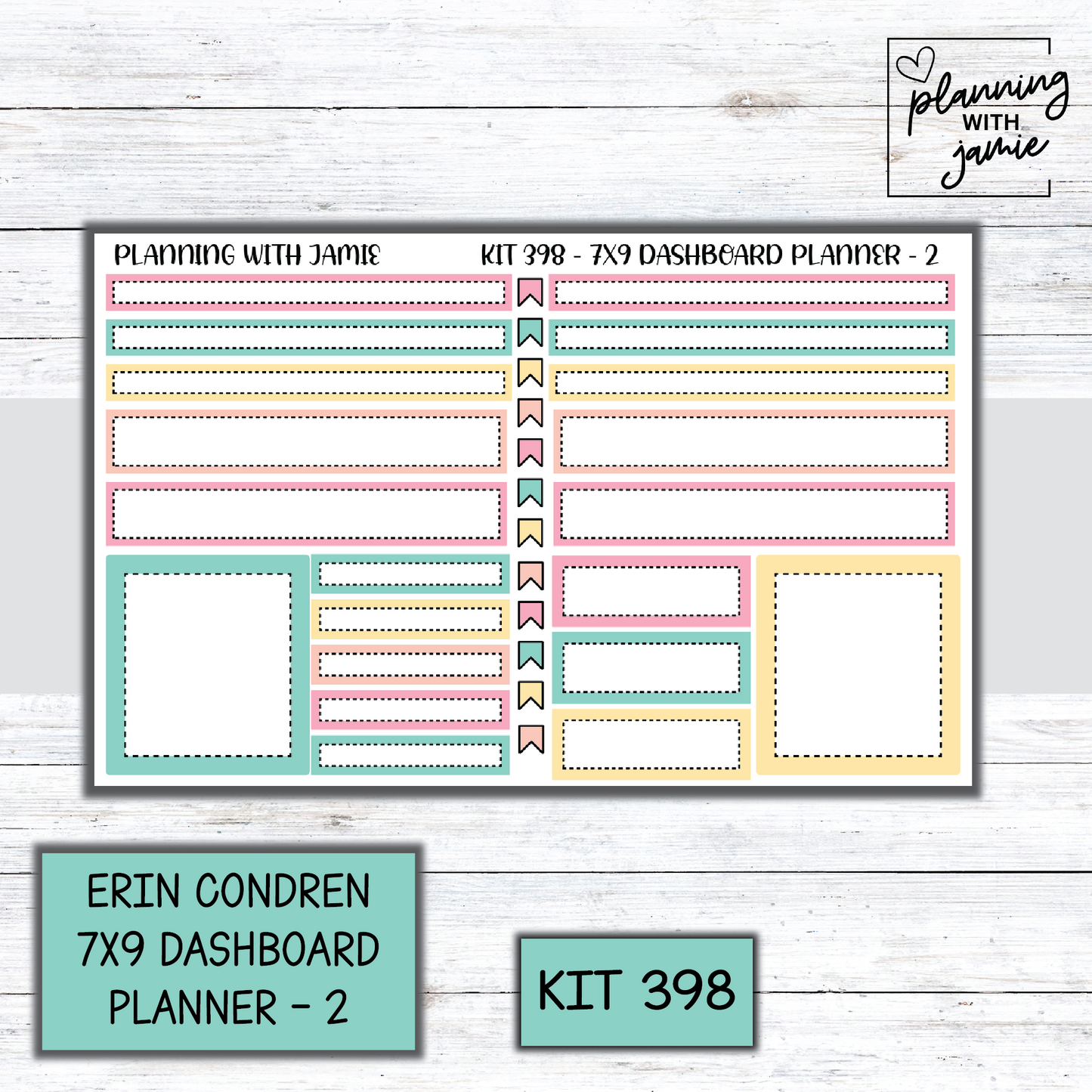 Kit 398 Erin Condren Dashboard Planner Sticker Kit