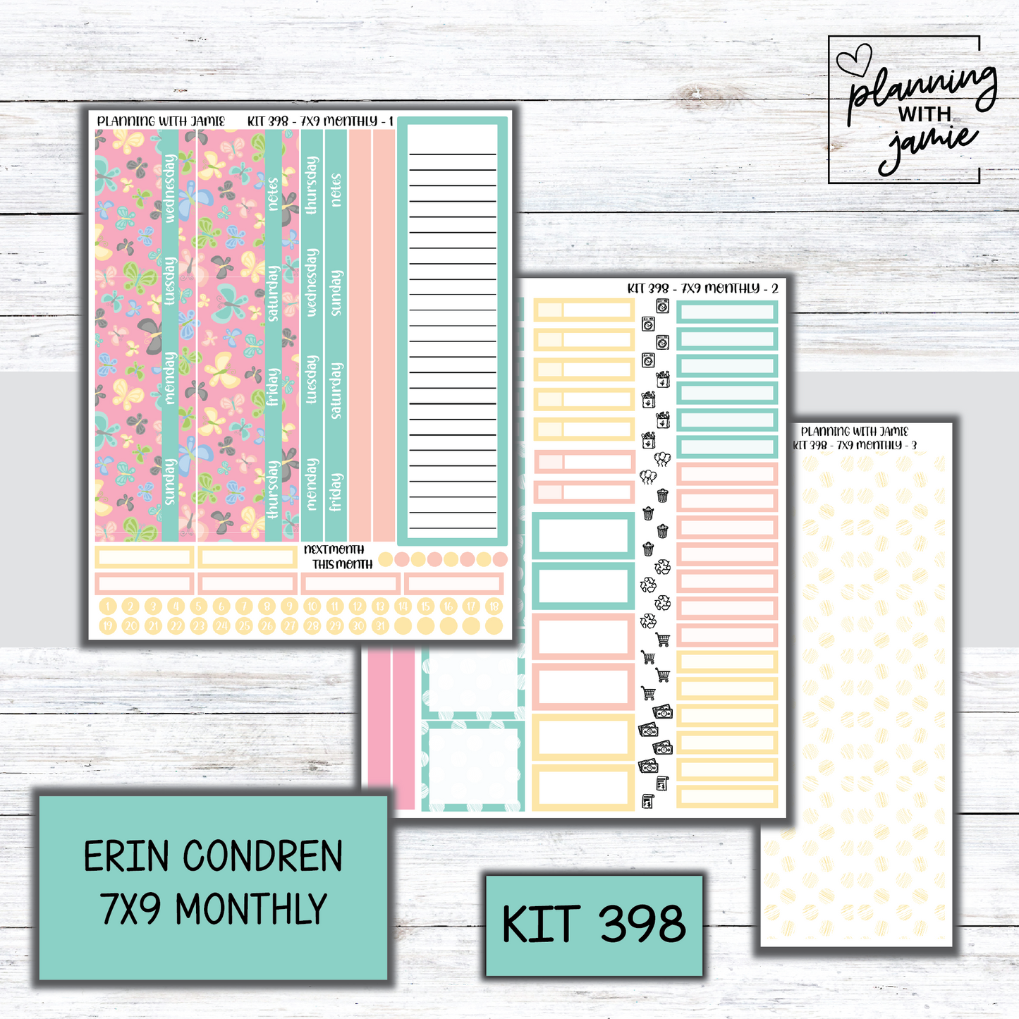 KIT 398 Erin Condren 7X9 OR A5 Monthly Kit