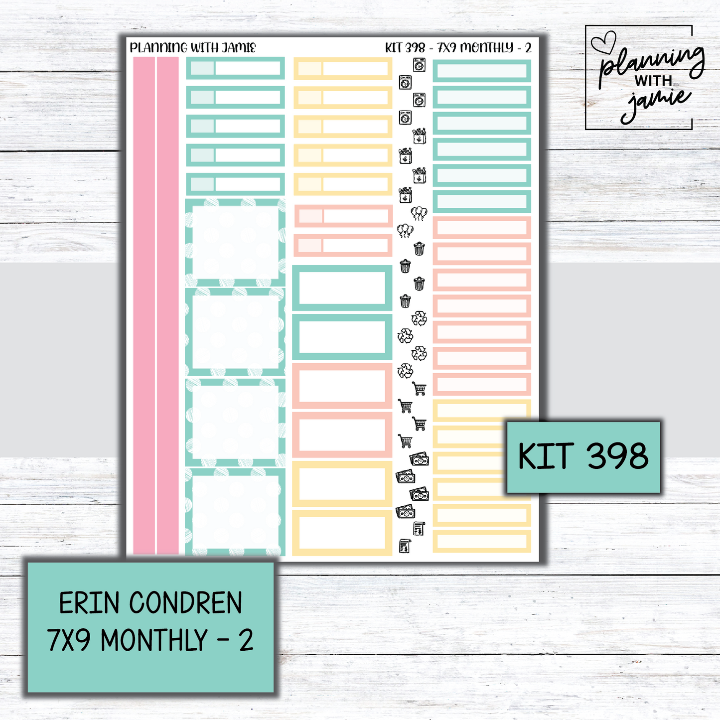 KIT 398 Erin Condren 7X9 OR A5 Monthly Kit