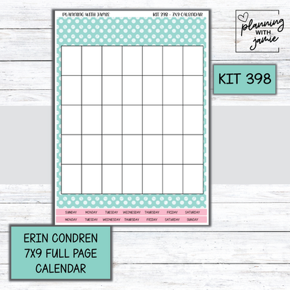KIT 398 Erin Condren 7X9 Full Page Calendar