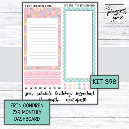 KIT 398 7X9 Erin Condren Monthly Dashboard Sticker Kit
