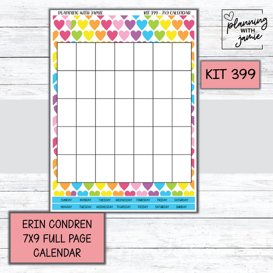KIT 399 Erin Condren 7X9 Full Page Calendar