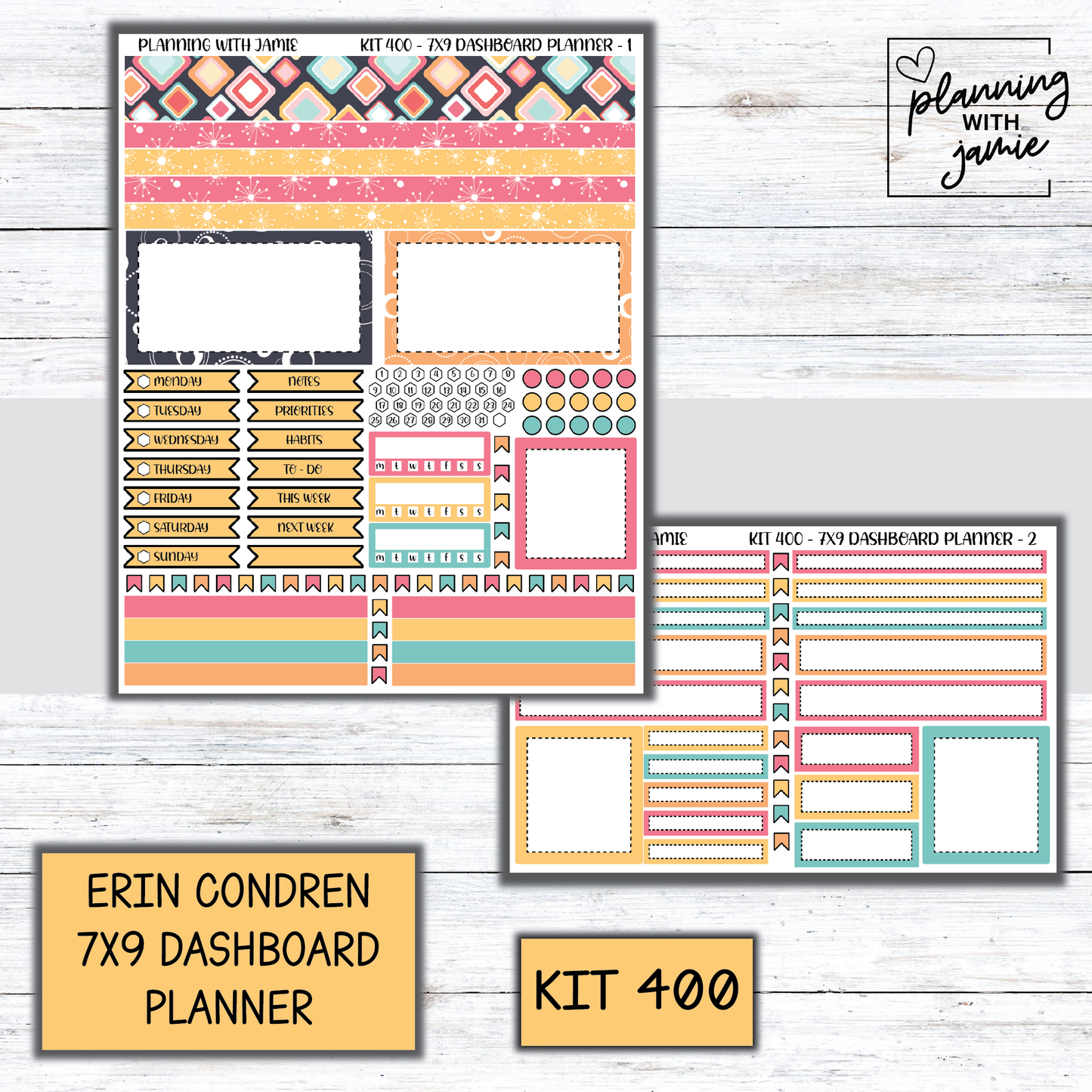 Kit 400 Erin Condren Dashboard Planner Sticker Kit