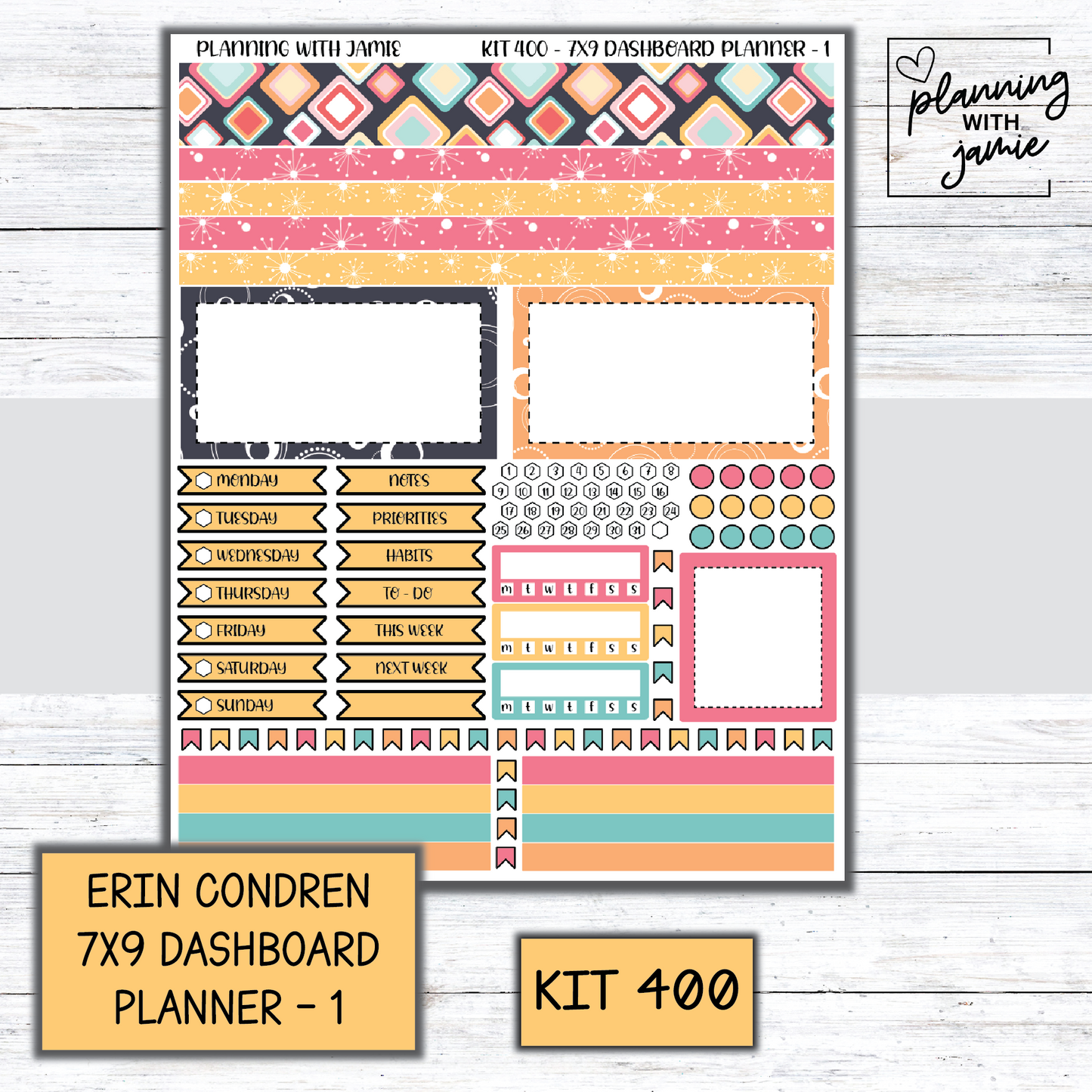 Kit 400 Erin Condren Dashboard Planner Sticker Kit