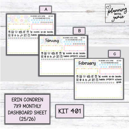 KIT 401 7X9 Erin Condren Monthly Dashboard Sticker Kit