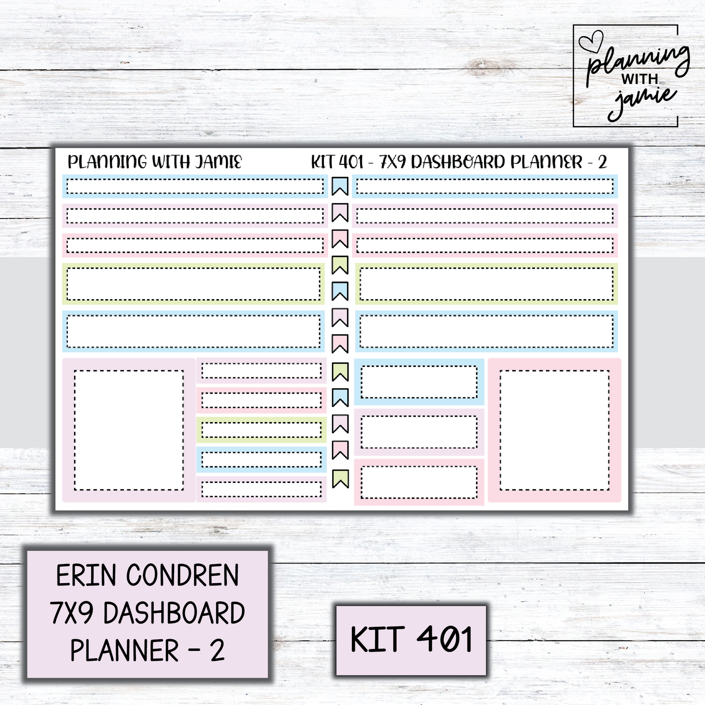 Kit 401 Erin Condren Dashboard Planner Sticker Kit