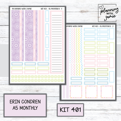 KIT 401 Erin Condren 7X9 OR A5 Monthly Kit