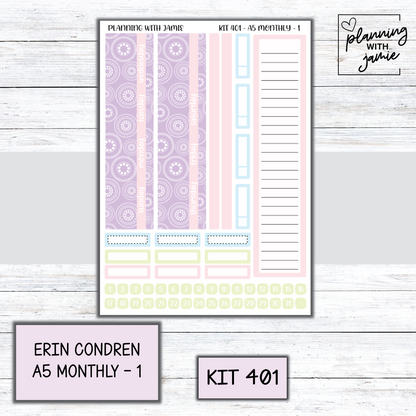 KIT 401 Erin Condren 7X9 OR A5 Monthly Kit