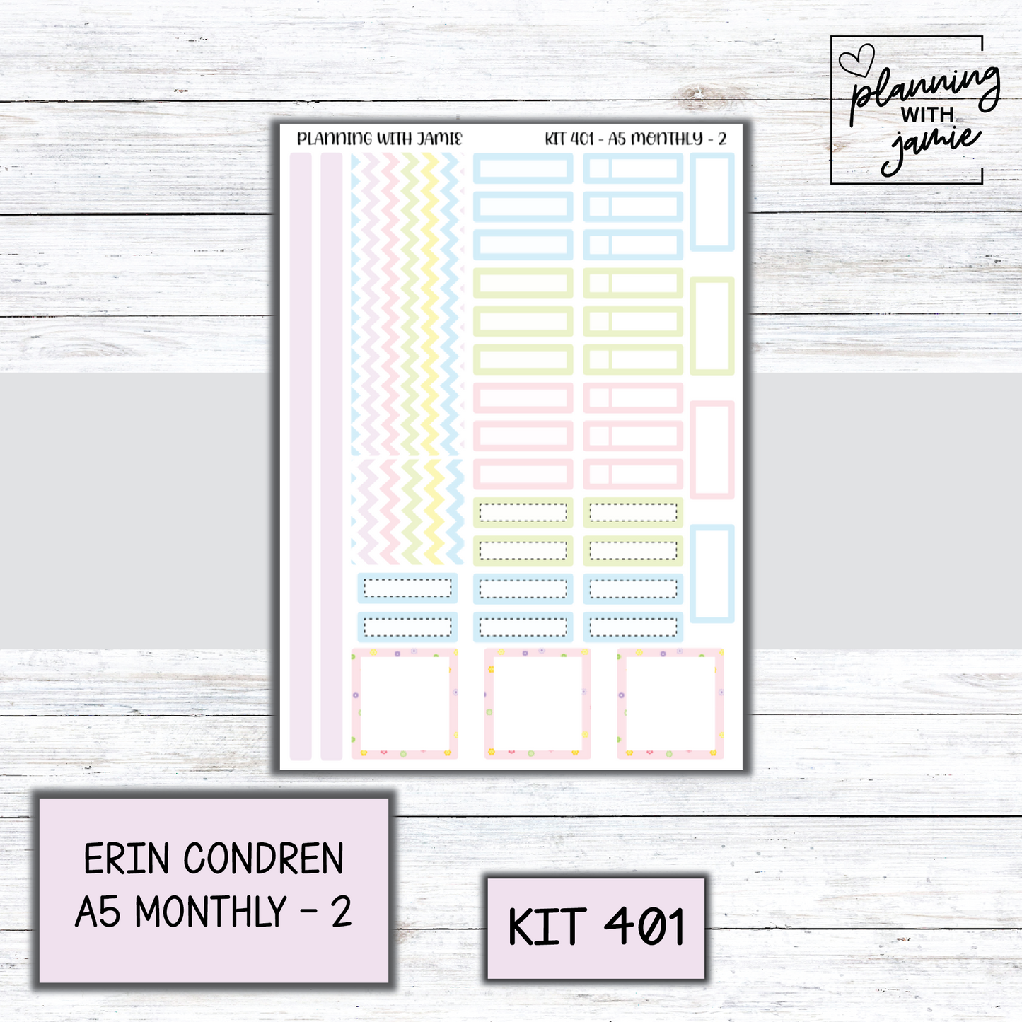 KIT 401 Erin Condren 7X9 OR A5 Monthly Kit