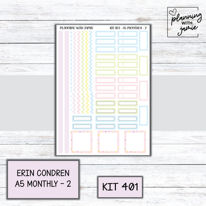 KIT 401 Erin Condren 7X9 OR A5 Monthly Kit