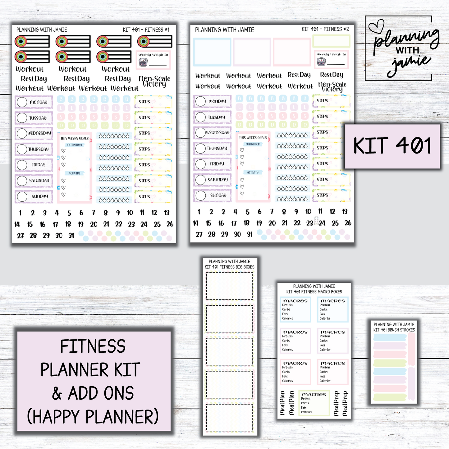 Kit 401 Weekly Fitness Sticker Kit