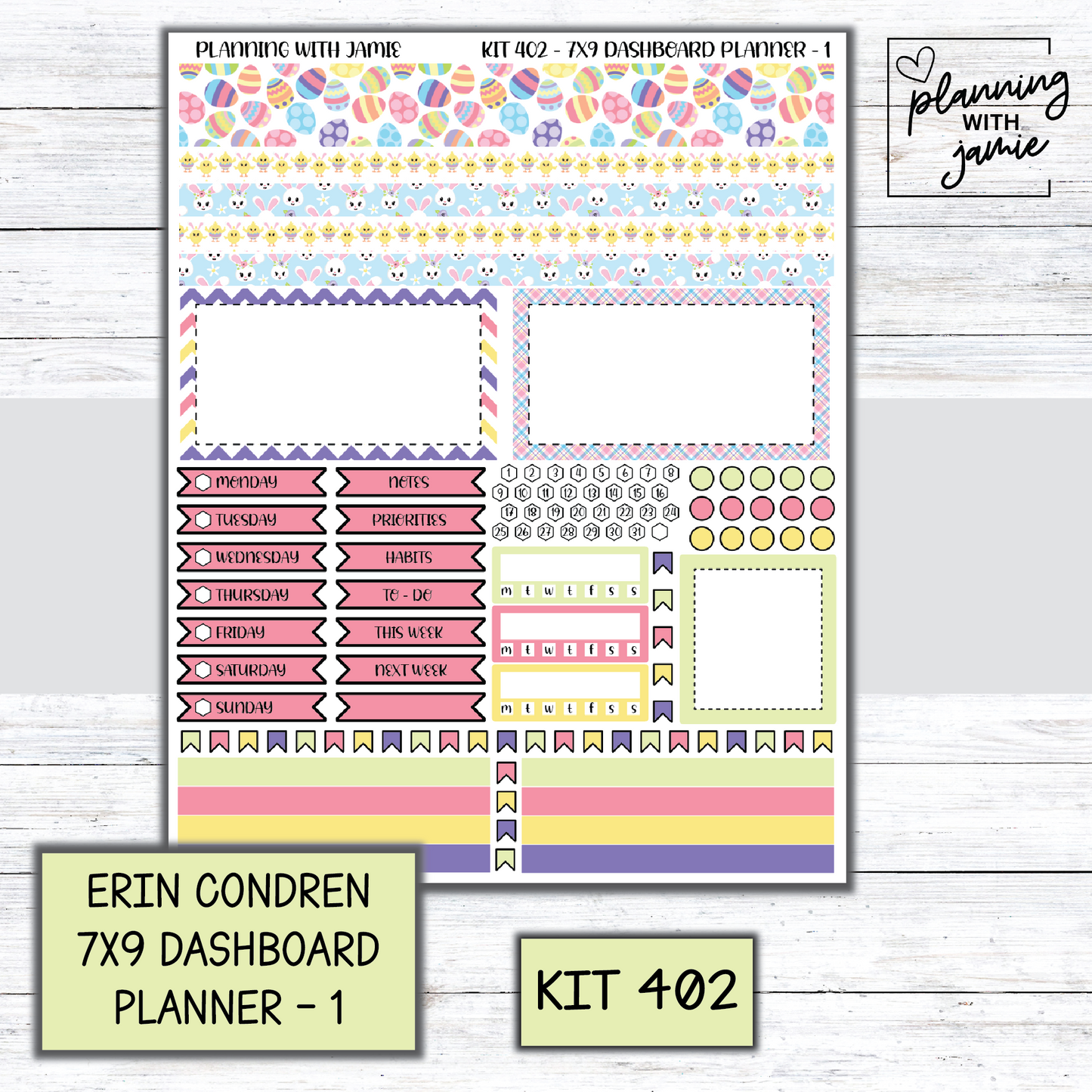 Kit 402 Erin Condren Dashboard Planner Sticker Kit