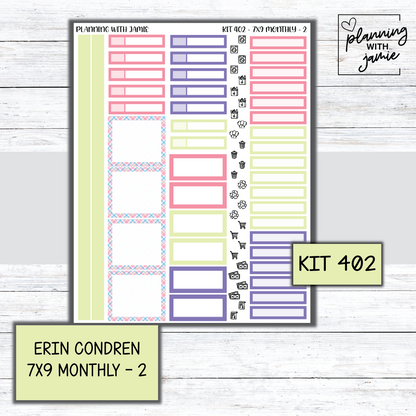 KIT 402 Erin Condren 7X9 OR A5 Monthly Kit