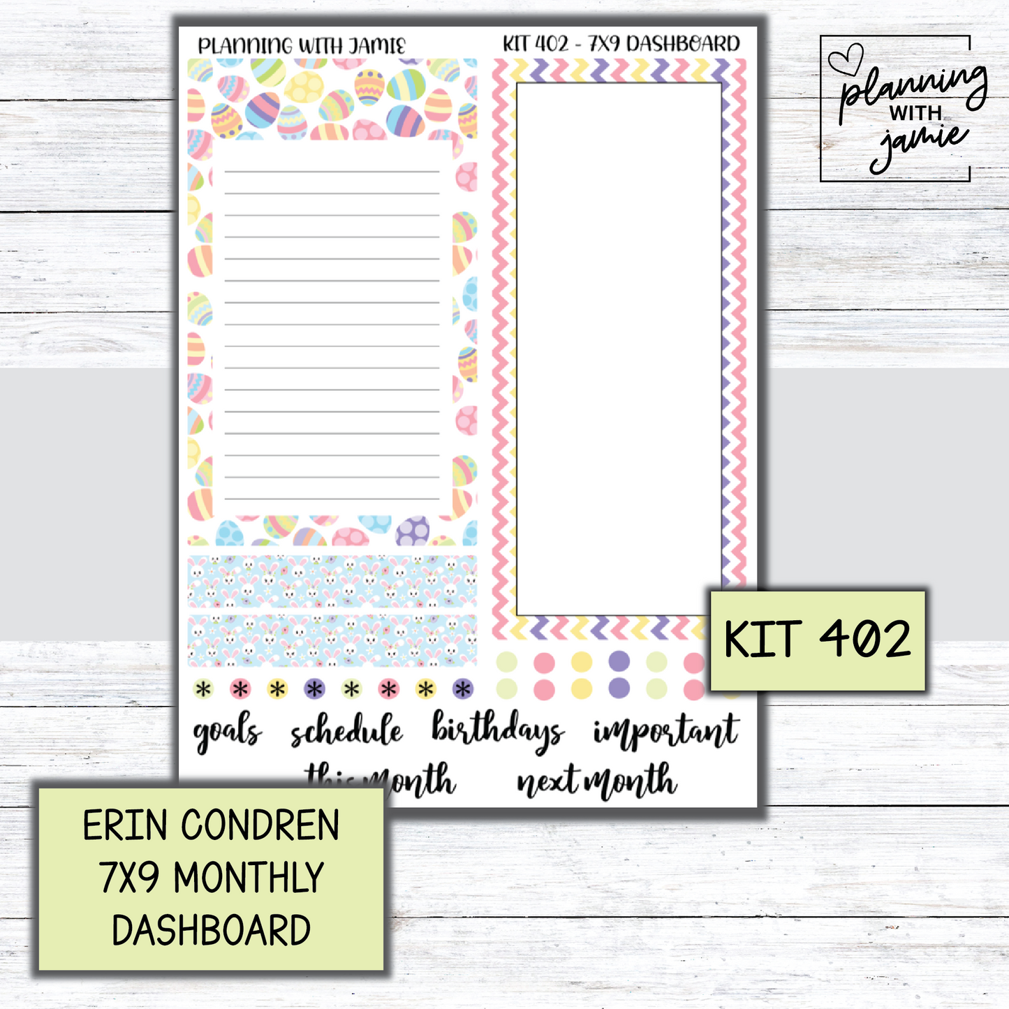 KIT 402 7X9 Erin Condren Monthly Dashboard Sticker Kit