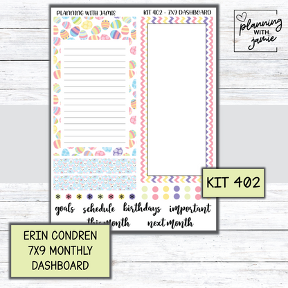 KIT 402 7X9 Erin Condren Monthly Dashboard Sticker Kit