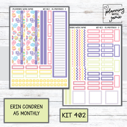 KIT 402 Erin Condren 7X9 OR A5 Monthly Kit