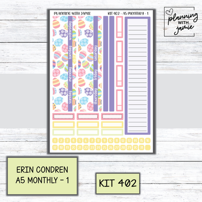 KIT 402 Erin Condren 7X9 OR A5 Monthly Kit