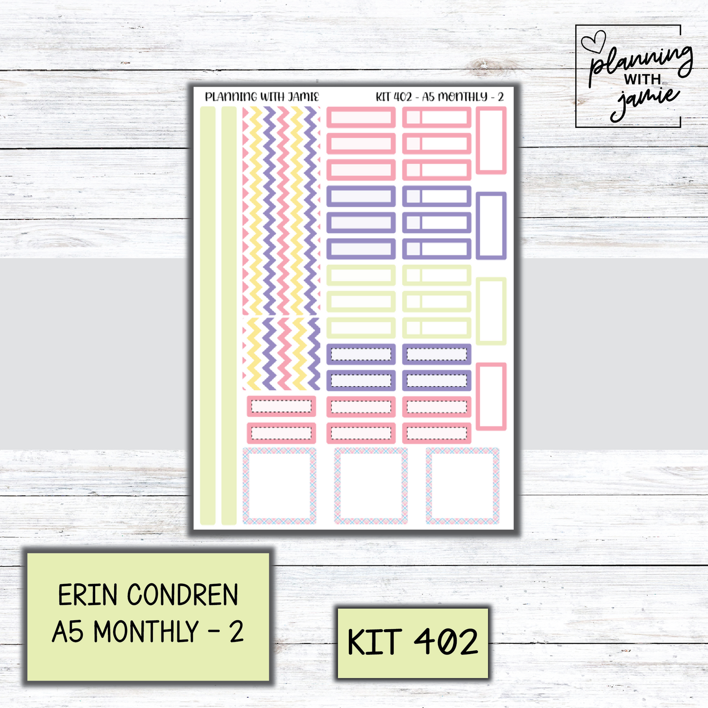 KIT 402 Erin Condren 7X9 OR A5 Monthly Kit